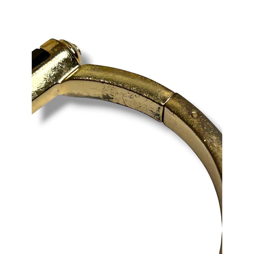 Vintage Henri Bendel New York Gold Tone
Black Resin Bar Hinged Bangle Bracelet - Picture 7 of 12